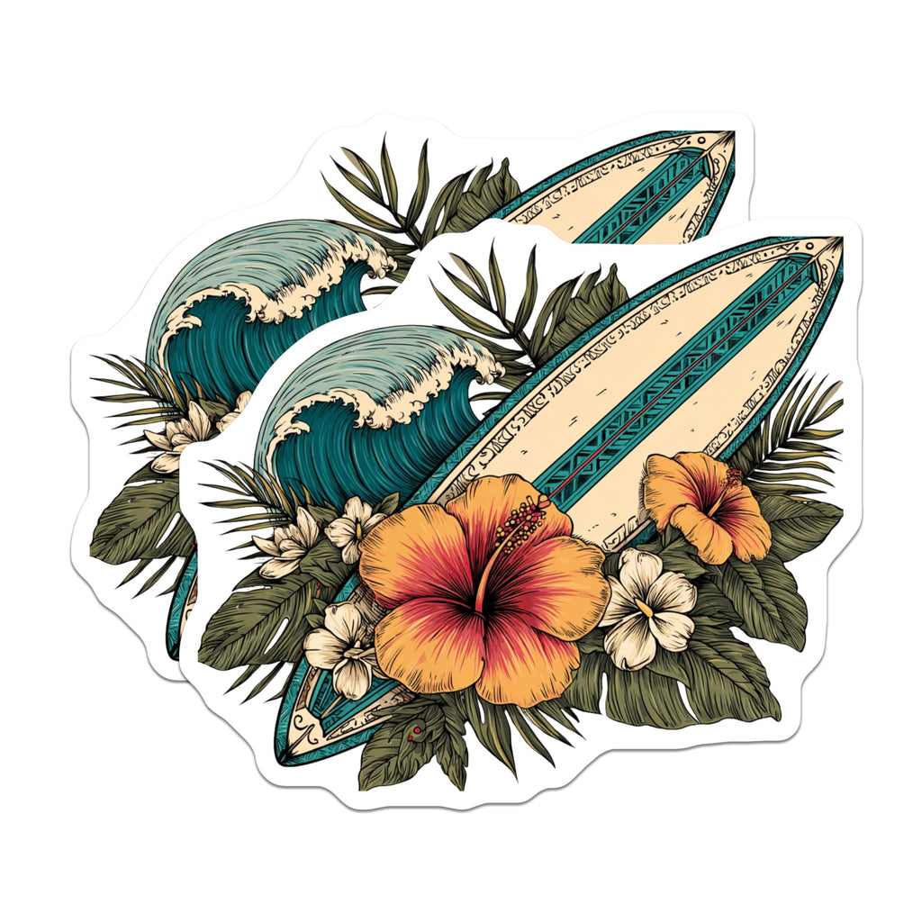 (2 Pack) Surfboard Magnets - Tropical Beach Decor - Hawaii Summer Vibes - 5 Inches On Longest Side - Thick Durable Magnet - Made in USA - MAG19639