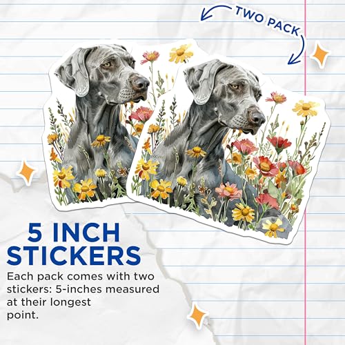 (2 Pack) Dog Flower Meadow Stickers - Cute Pet - Floral Canine - 5" On Longest Side - Sticks to Smooth Flat Surfaces - Made in USA - BMCS6995