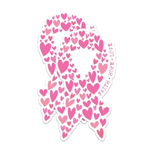 (2 Packs) Breast Cancer Pink Ribbon Magnets - Faith Hope Love Pink Breast Cancer Awarness Magnets - 5" On Longest Side - Premium - for Fridges, Toolboxes, Cars - Made in USA - MAG2450