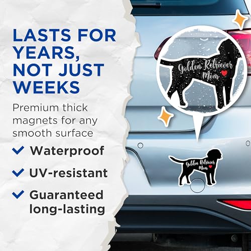 (2 Packs) Golden Retriever Mom Magnets - Golden Retriever Dog Magnets - 5 Inches On Longest Side - Premium Magnet - for Fridges, Toolboxes, Cars - Made in USA - MAG2475