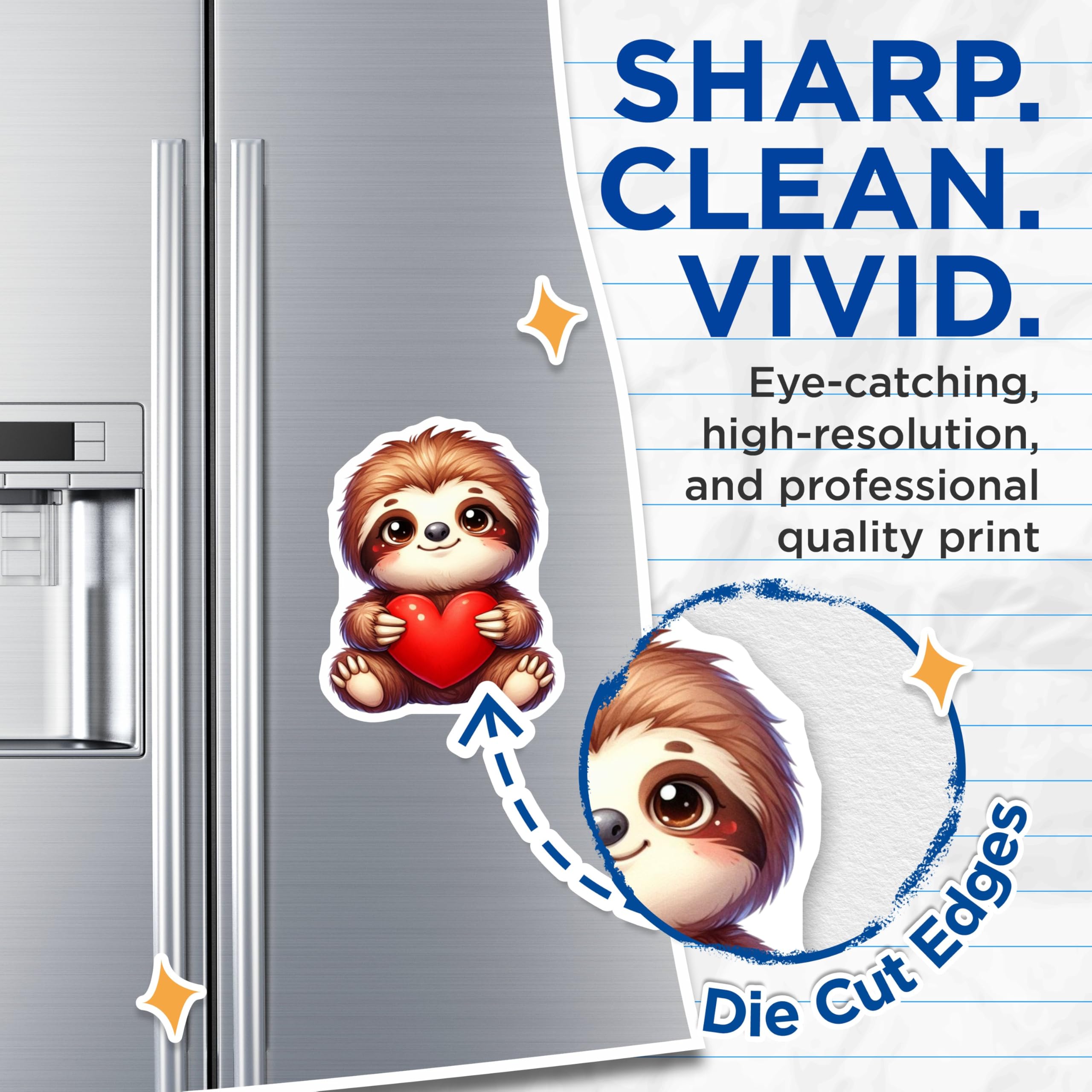 (2 Pack) Cute Sloth Holding Heart Magnets - Adorable Animal Magnets - Kids Room - Fridge Magnets - Creative Gift Idea - 5" On Longest Side - for Cars, Fridges, Toolboxes - Made in USA - MAG3647