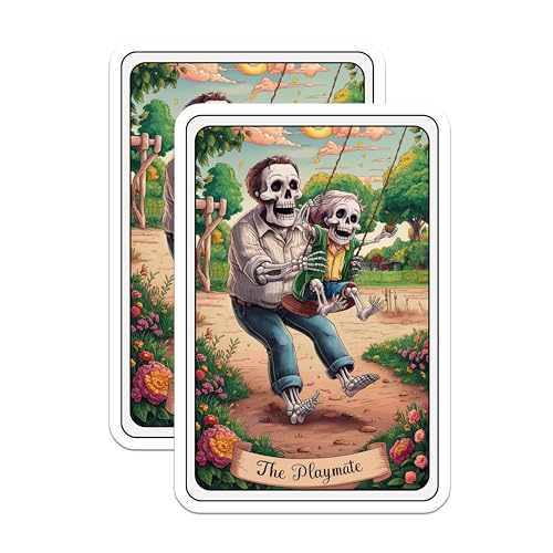 (2 Pack) Skeleton Family Magnets - Halloween - Spooky Artwork - Creepy Skeleton Swing - The Playmate Magnetic Art - 5" On Longest Side - for Cars, Fridges, Toolboxes - Made in USA - MAG4482