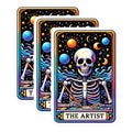 (3 Pack) Artist Skeleton Decals - The Artist Tarot - Laptop Decals - 3 Inches On Longest Side - Easy Peel & Apply - Made in USA - 3MCS4115