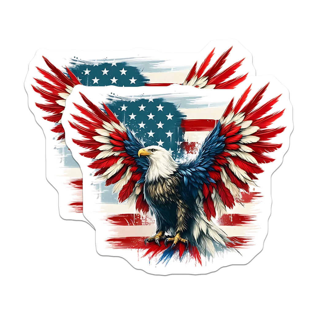 (2 Pack) American Eagle Magnets - USA Flag Design - Patriotic Home Decor - 5" On Longest Side - Premium Magnet - for Cars, Refrigerators, Toolboxes, Lockers - Made in USA - MAG14494