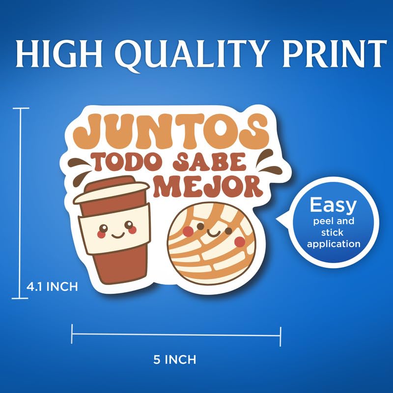 (2 Pack) Juntos Todo Sabe Mejor Stickers - 5" On Longest Side - for Car, Truck, SUV - Easy Peel and Stick Vinyl Decals - Made in USA - BMCS077