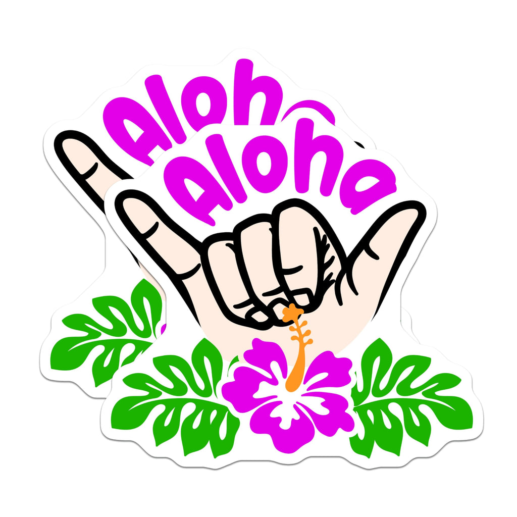 (2 Pack) Aloha Shaka Hand Magnets - Hawaiian Vibe Decor - Tropical Flower Art - 5 Inches On Longest Side - Thick Durable Magnet - Made in USA - MAG19861