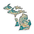 (2 Pack) Michigan State Magnets - Abstract Michigan Shape - Turquoise Michigan Art - 5" On Longest Side - Premium Magnet - for Cars, Refrigerators, Toolboxes, Lockers - Made in USA - MAG18131