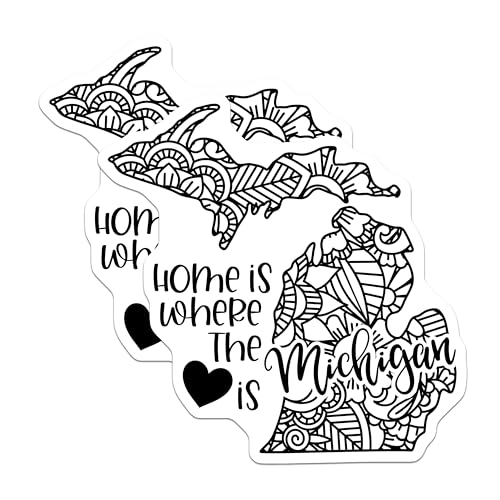 (2 Pack) Home is Where The Michigan is Stickers - State Love Decal - Michigan Art - 5" On Longest Side - Sticks to Smooth Flat Surfaces - Made in USA - BMCS9070