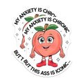 (2 Pack) Funny Anxiety Stickers - Peach Character Stickers - My Anxiety is Chronic But This Ass is Iconic Stickers - 5" On Longest Side - Sticks to Smooth Flat Surfaces - Made in USA - BMCS4396