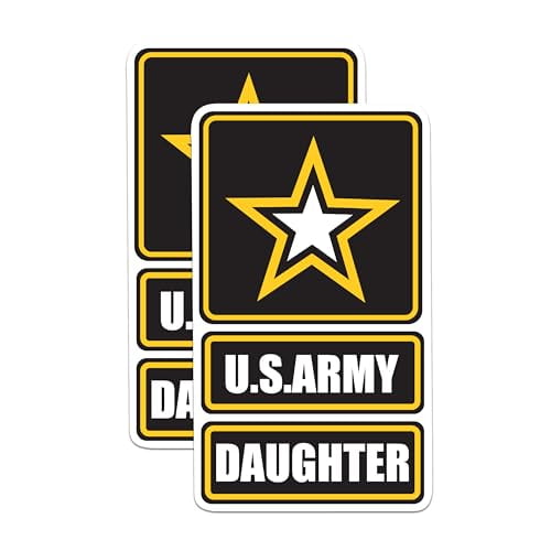 (2 Pack) US Army Daughter Stickers - United States Army Military - 5 Inches On Longest Side - Premium Vinyl - for Cars, Skateboards, Laptops - Made in USA - BMCS1180