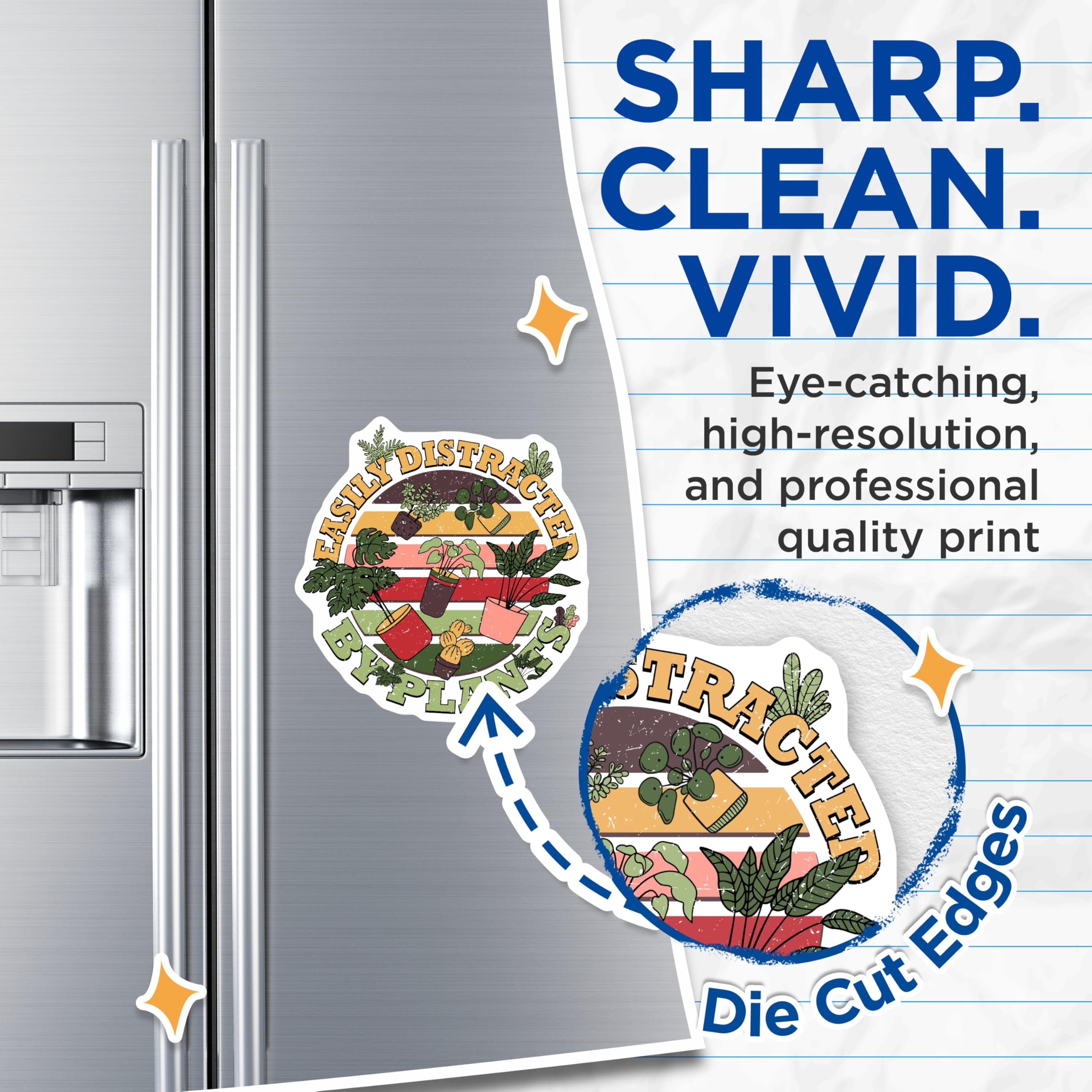 (2 Pack) Plant Lover Magnets - Easily Distracted - Indoor Plant Decor - 5" On Longest Side - Premium Magnet - for Cars, Refrigerators, Toolboxes, Lockers - Made in USA - MAG17805