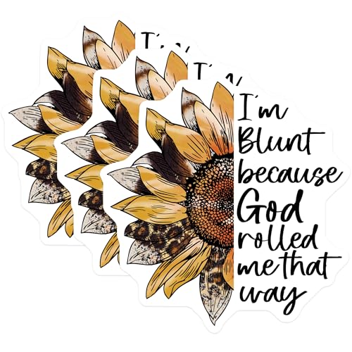 (3 Pack) Blunt Sunflower Decals - God Rolled Me - Laptop Decals - 3 Inches On Longest Side - Easy Peel & Apply - Made in USA - 3MCS4951