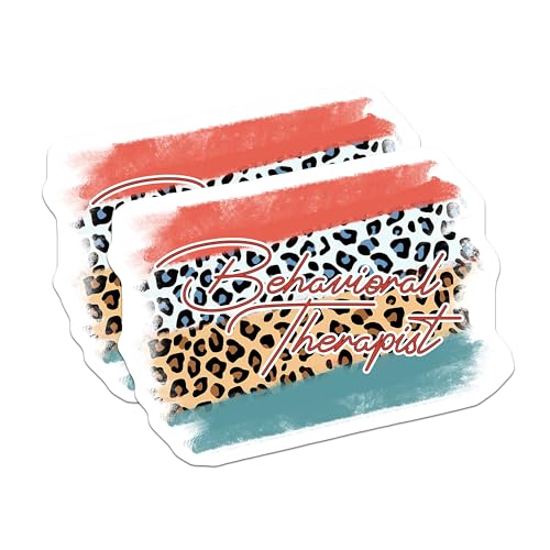 (2 Pack) Behavioral Therapist Stickers - Leopard Print Stickers - Bold Statement Sticker for Professionals - 5" On Longest Side - Sticks to Any Smooth Flat Surface - Made in USA - BMCS3175