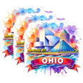 (3 Pack) Ohio Decals - Cleveland Skyline - Ohio Travel Souvenir- 3 Inches On Longest Side - Easy Peel & Apply - Made in USA - 3MCS5252