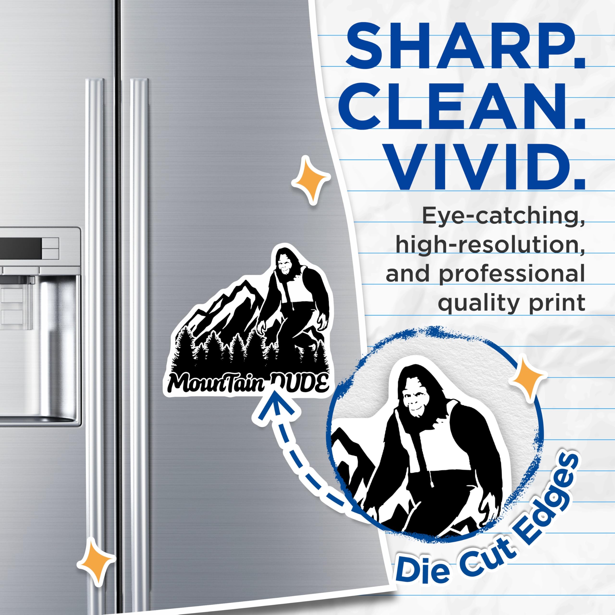 (2 Pack) Bigfoot Mountain Dude Magnets - Sasquatch Forest Adventure - Funny Outdoors Decor - 5 Inches On Longest Side - Thick Durable Magnet - Made in USA - MAG21320