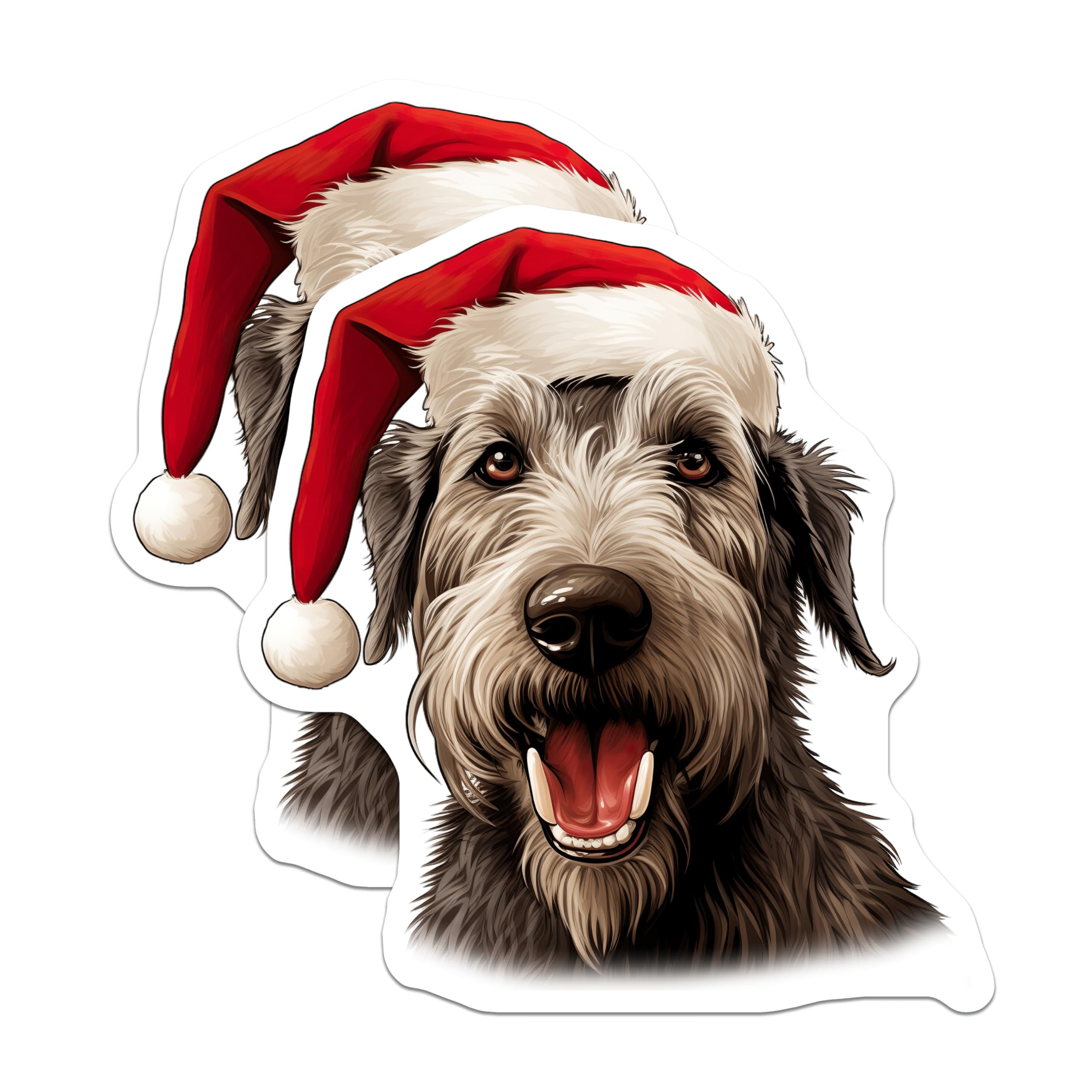(2 Pack) Christmas Dog Magnets - Santa Hat Pup Refrigerator Decor - Holiday Animal Lover Stocking Stuffer for Pet Parents - 5 Inches On Longest Side - Thick Durable Magnet - Made in USA - MAG26680