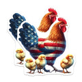 (2 Pack) Patriotic Rooster and Chicks Magnets - American Flag Rooster - Farmhouse Kitchen Decor - Rustic Farm Animal - 5" On Longest Side - for Cars, Fridges, Toolboxes - Made in USA - MAG6967