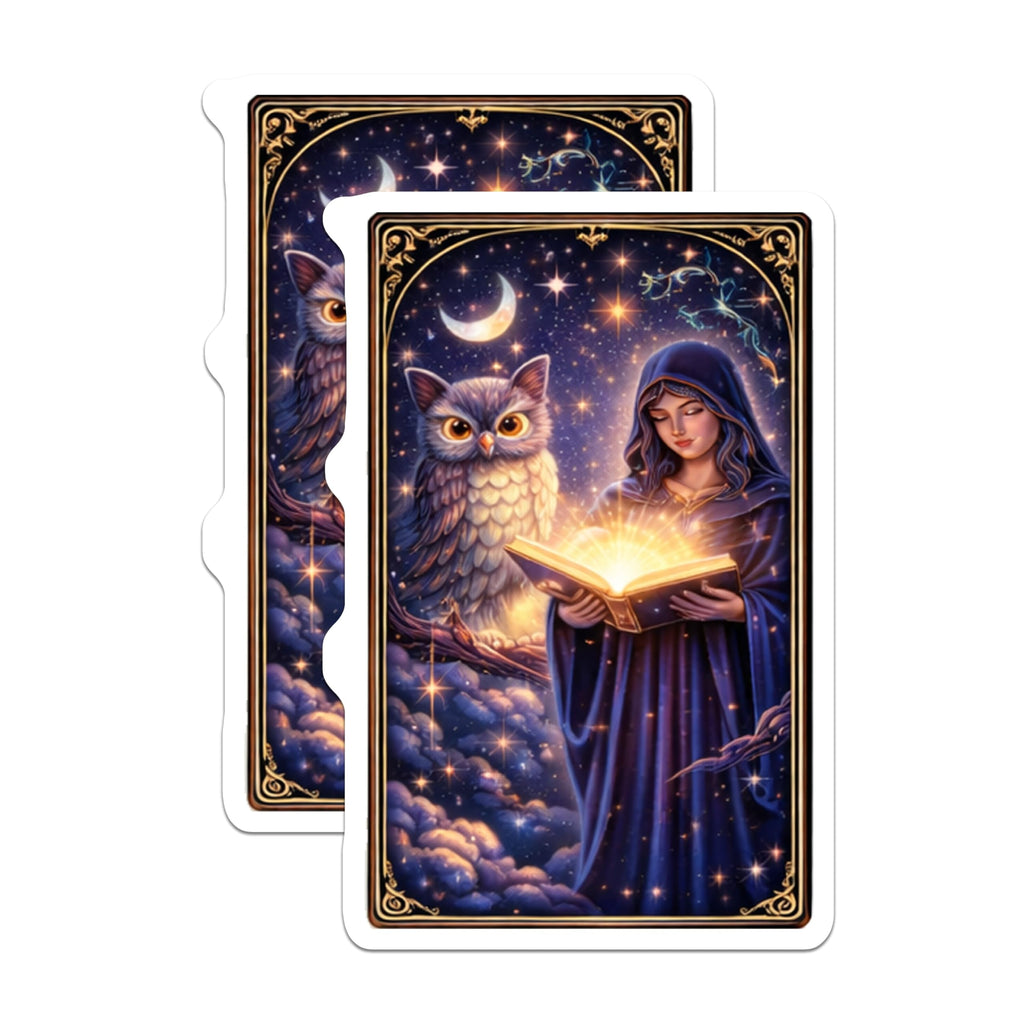(2 Pack) Witch Owl Magnets - Reading Book - Celestial Scene - 5" On Longest Side - Premium Magnet - for Cars, Refrigerators, Toolboxes, Lockers - Made in USA - MAG14743