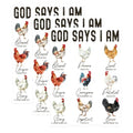 (3 Pack) God Says I Am Decals - Chicken Art Stickers - Religious Verse Decals - 3 Inches On Longest Side - Easy Peel & Apply - Made in USA - 3MCS2255