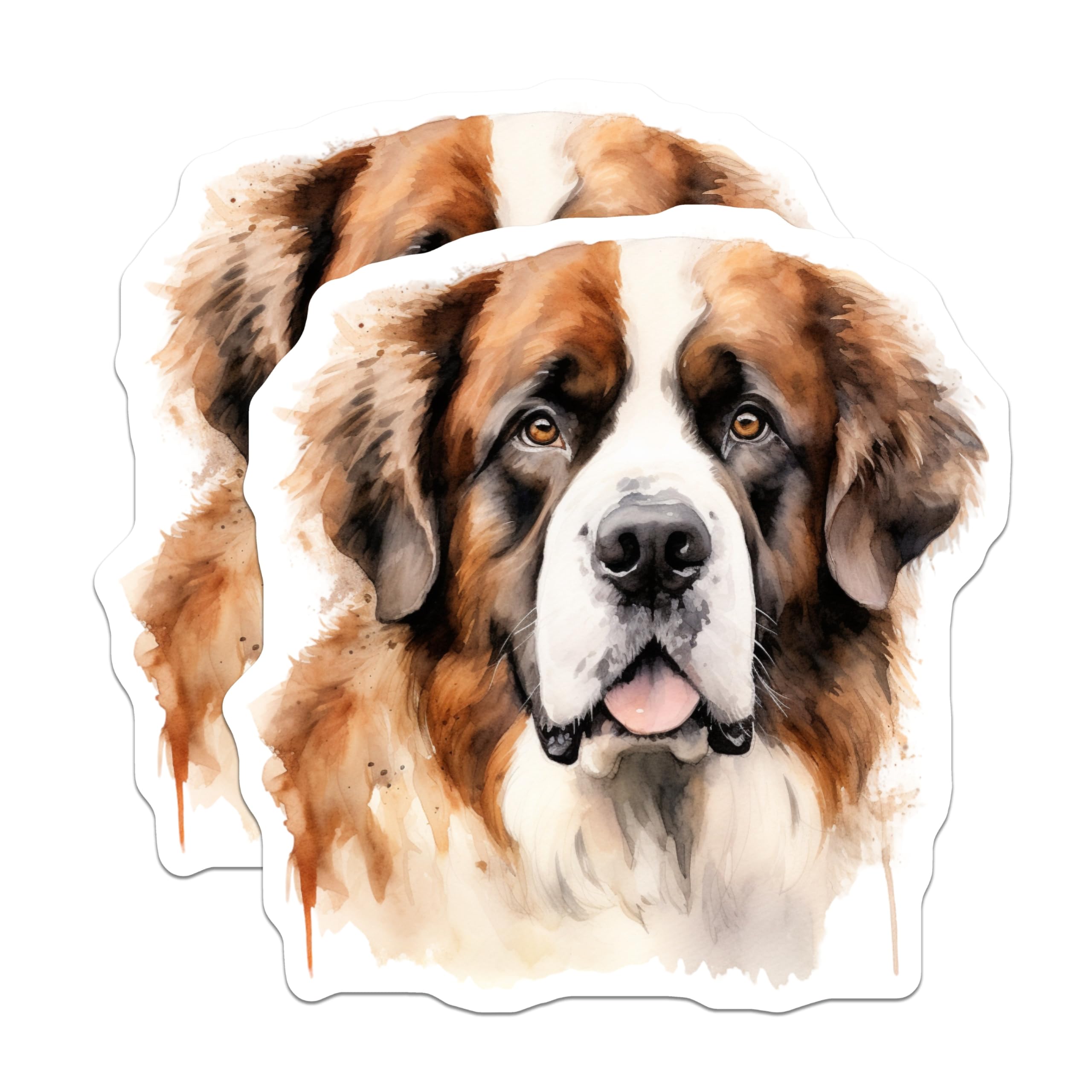 (2 Pack) Saint Bernard Magnets - Watercolor Dog Art - Pet Lover Decor - 5 Inches On Longest Side - Thick Durable Magnet - Made in USA - MAG30572