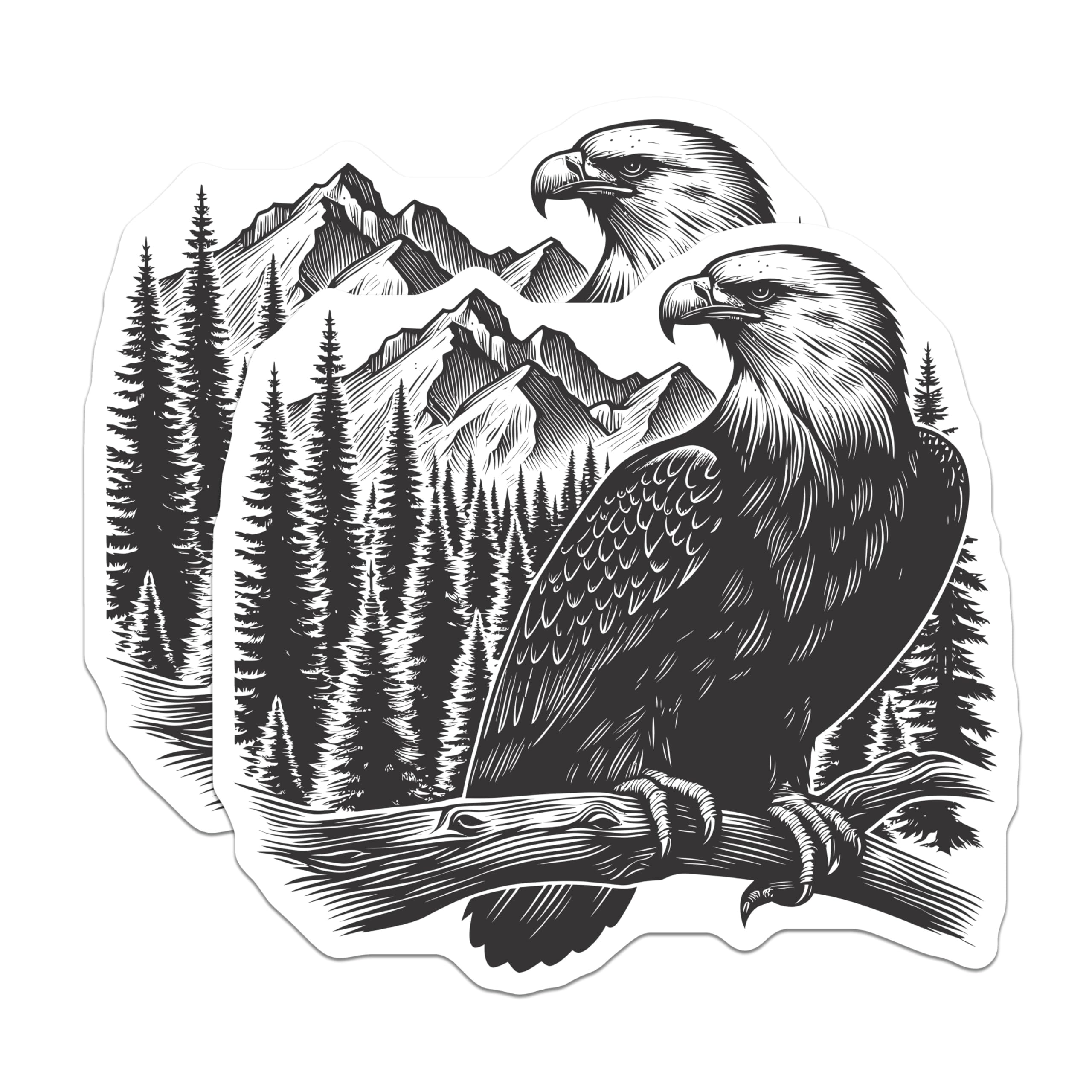 (2 Pack) Powerful Eagle Magnets - Majestic Mountain Forest Landscape - Outdoors Nature Inspired Refrigerator Decor - 5 Inches On Longest Side - Thick Durable Magnet - Made in USA - MAG21511