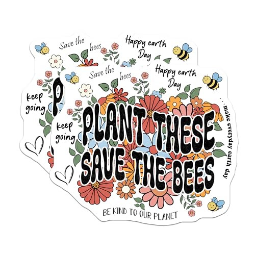 (2 Pack) Plant These Save The Bees Magnets - Eco-Friendly Magnets - Inspirational Magnets - Earth Day Decor Magnets - 5" On Longest Side - for Cars, Fridges, Toolboxes - Made in USA - MAG6611