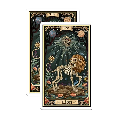(2 Pack) The Lion Skeleton Magnets - Halloween - Gothic Art - Fantasy Magnets - 5" On Longest Side - for Cars, Fridges, Toolboxes - Made in USA - MAG3697