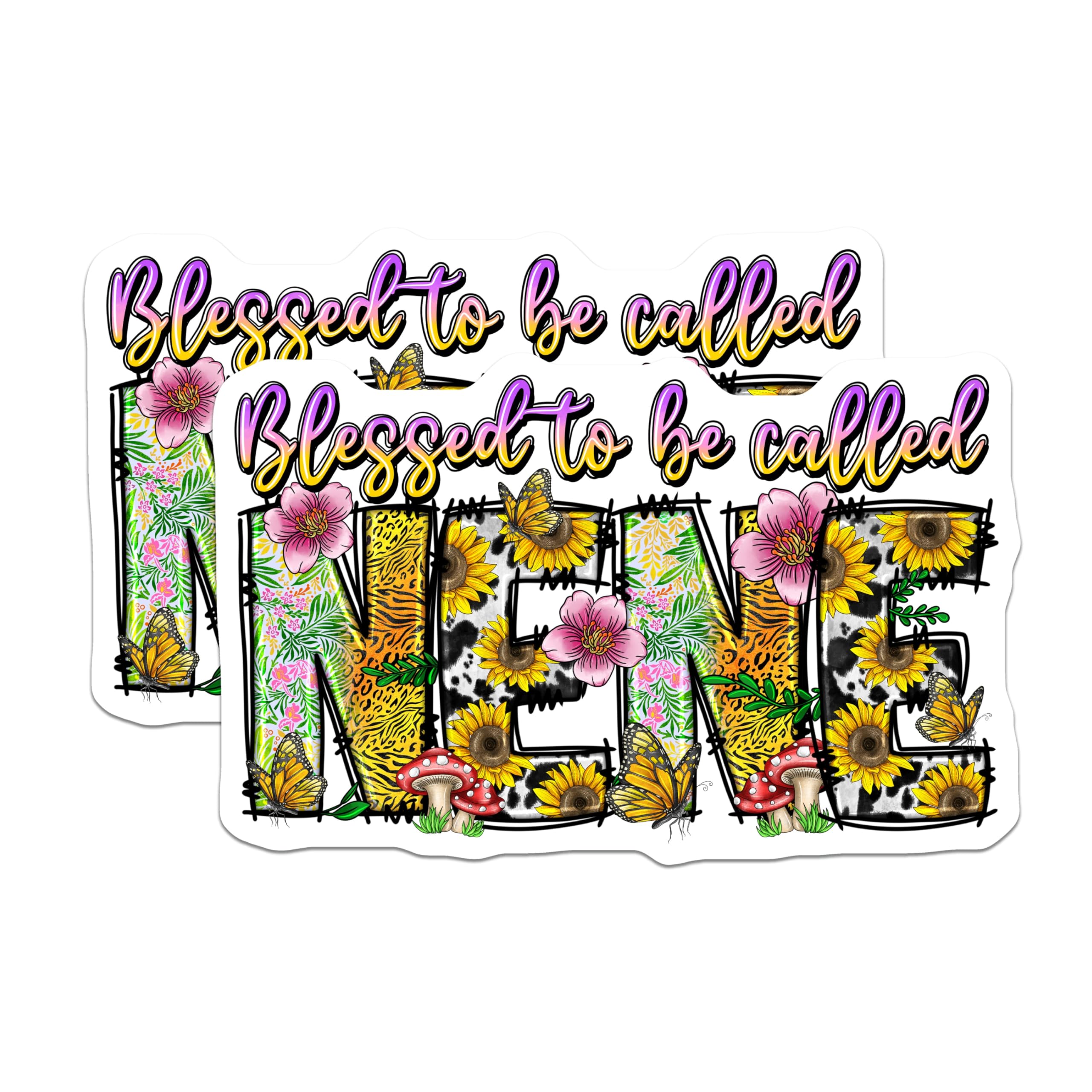 (2 Pack) Mama Magnets - Blessed to be Called Mama - Boho Floral Animal Print Sunflower Butterflies Decor - 5 Inches On Longest Side - Thick Durable Magnet - Made in USA - MAG28831