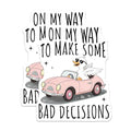 (2 Pack) Funny Duck Driving Stickers - Sarcastic Animal - On My Way to Make Some Bad Decisions - 5" On Longest Side - Sticks to Smooth Flat Surfaces - Made in USA - BMCS9962