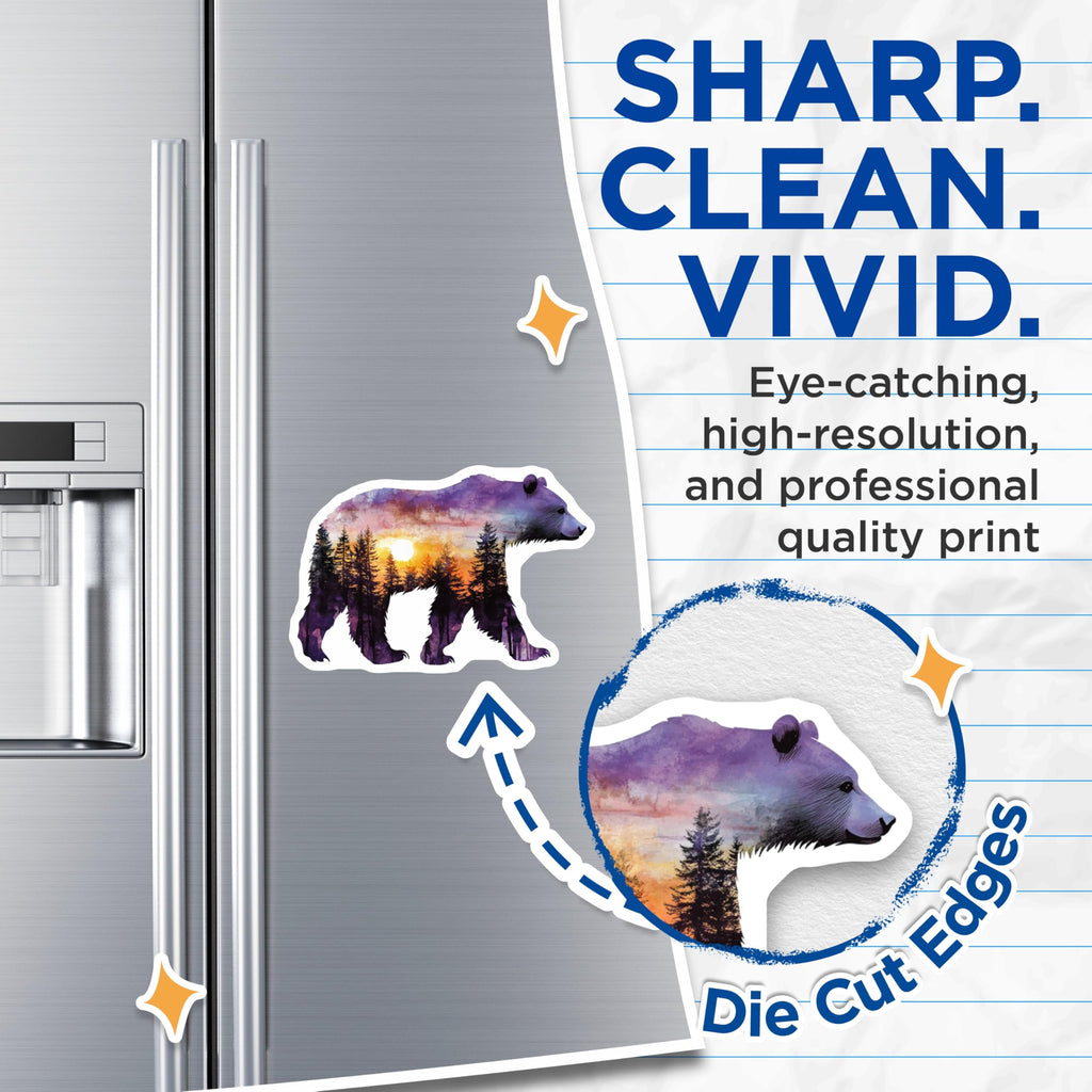 (2 Pack) Bear Sunset Magnets - Nature Scene - Cabin Decor - 5" On Longest Side - Premium Magnet - for Cars, Refrigerators, Toolboxes, Lockers - Made in USA - MAG15541