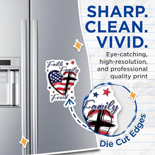 (2 Pack) Faith Family Freedom Magnets Magnets - American Flag Heart - Christian Patriotic Cross Magnet - 5" On Longest Side - Made in USA - Sticks to Refrigerators & Metal Surfaces - MAG8372