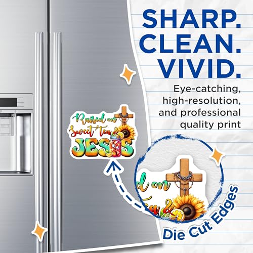 (2 Pack) Raised on Sweet Tea and Jesus Magnets - Religious Decor - 5" On Longest Side - for Cars, Fridges, Toolboxes - Made in USA - MAG