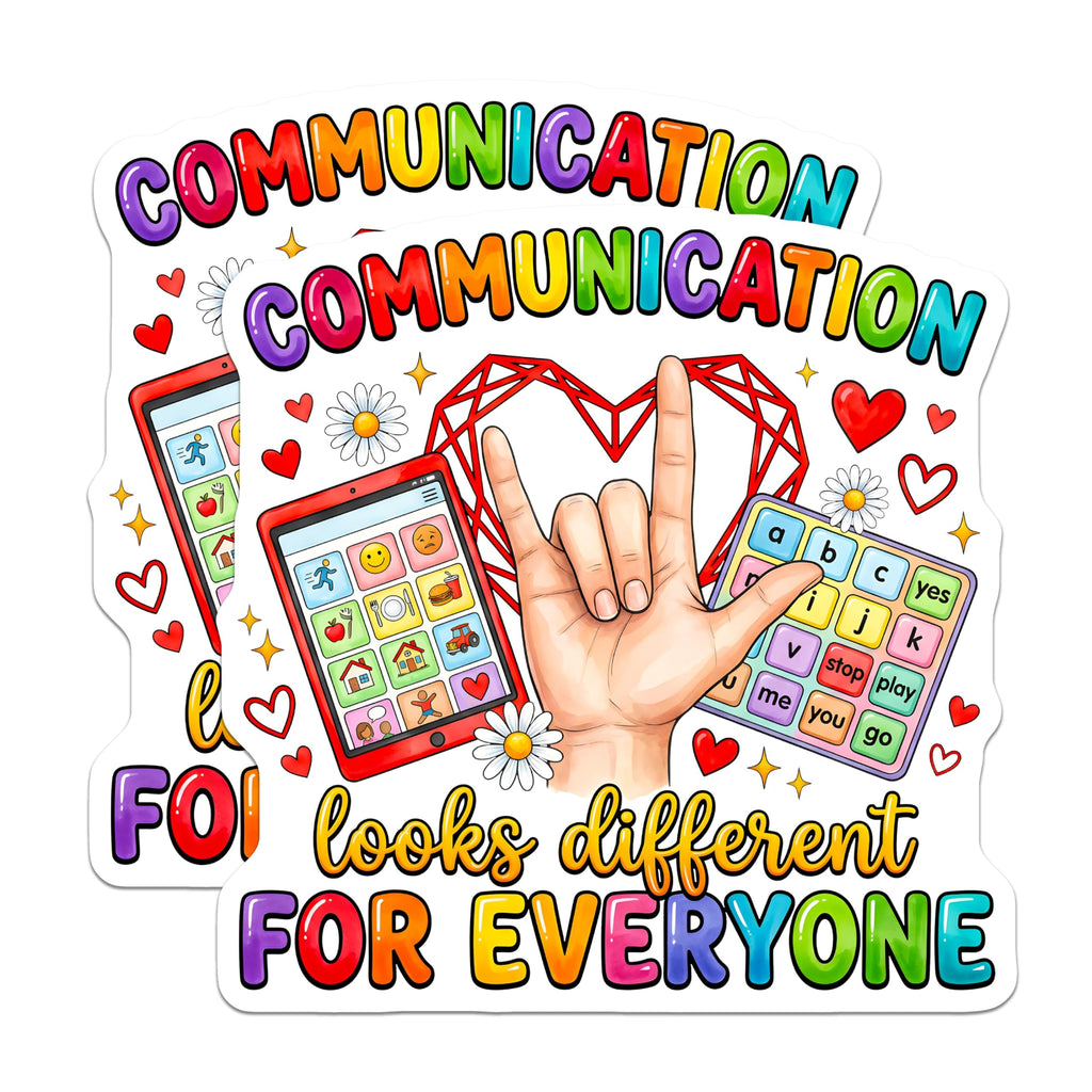(2 Pack) Communication Diversity Magnets - Neurodiversity Awareness - ASL I Love You AAC Support - 5 Inches On Longest Side - Thick Durable Magnet - Made in USA - MAG30734