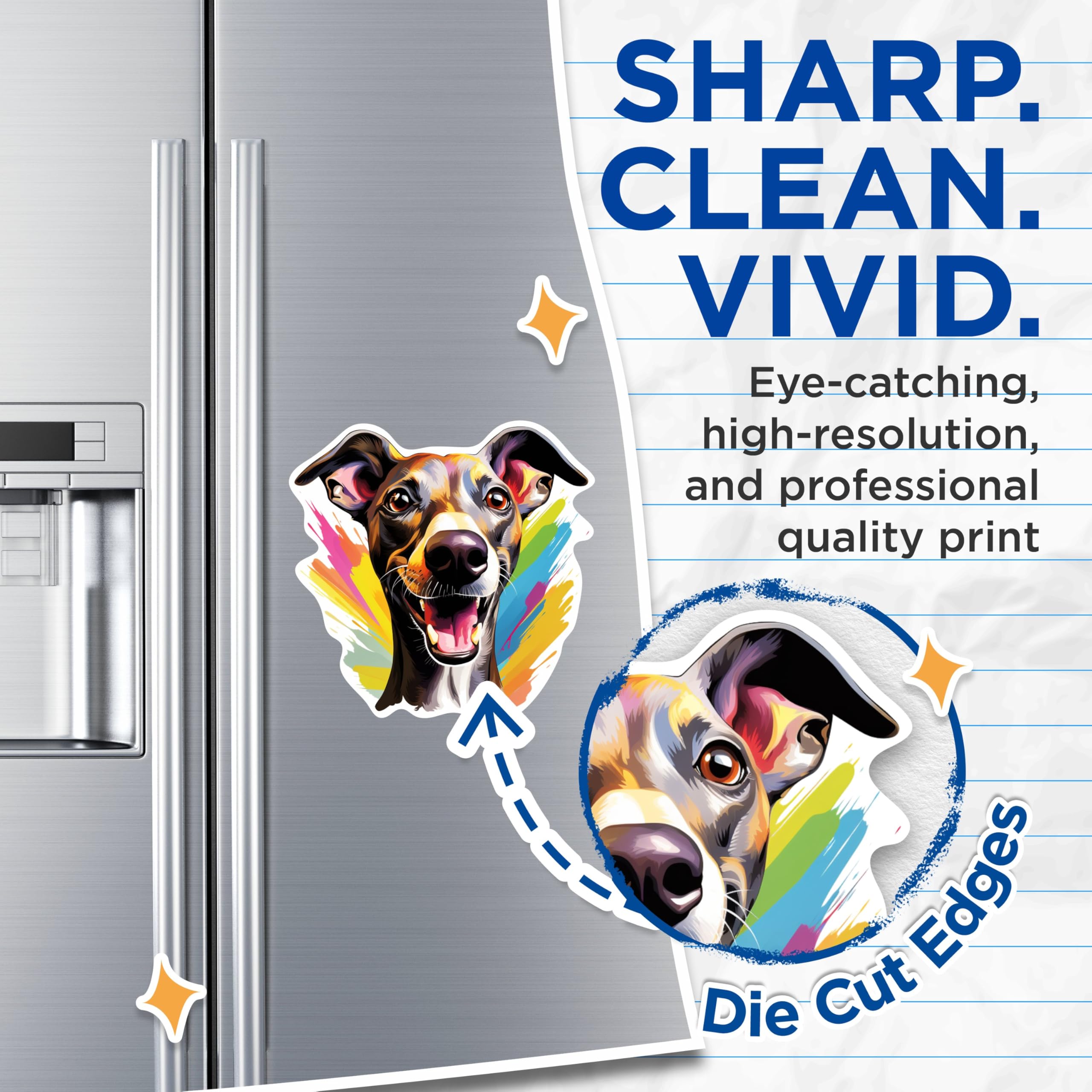 (2 Pack) Italian Greyhound Dog Breed Magnets - 5 Inches On Longest Side - Choose from Over 100 Dog Breeds - for Cars, Refrigerators, Toolboxes - Made in USA - MAG1884