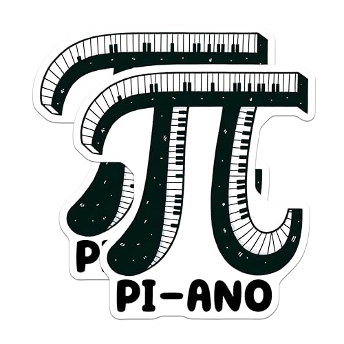 (2 Pack) Funny Pi Ano Stickers - Nerdy Musician - Novelty Geek Math - 5" On Longest Side - Sticks to Smooth Flat Surfaces - Made in USA - BMCS8163