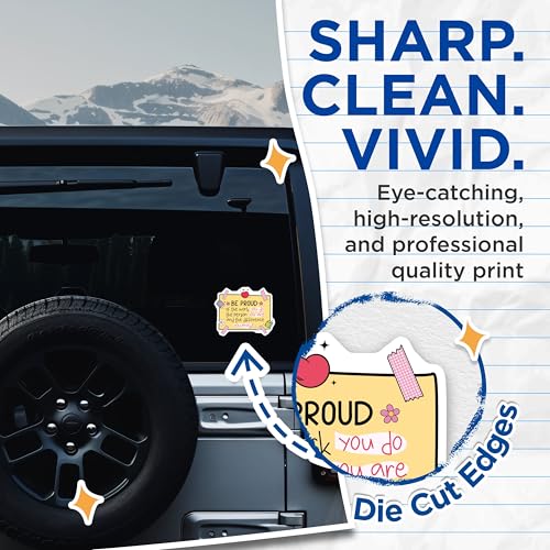 (2 Pack) Motivational Quote Stickers - Inspirational Decals - Positive Message Stickers for Laptops and Journals - 5" On Longest Side - Sticks to Smooth Flat Surfaces - Made in USA - BMCS4434