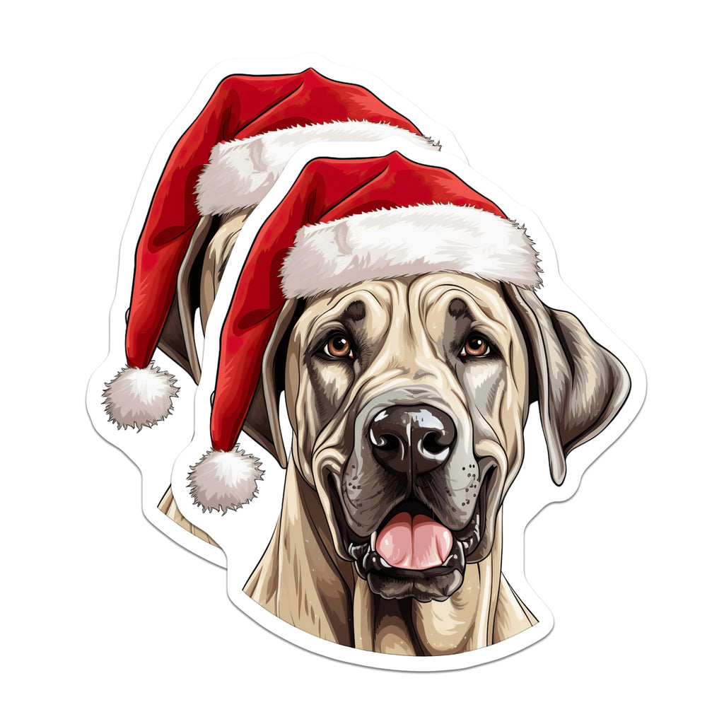 (2 Pack) Great Dane Santa Magnets - Christmas Dog Decor - Pet Lover Holiday Accents - 5 Inches On Longest Side - Thick Durable Magnet - Made in USA - MAG30014