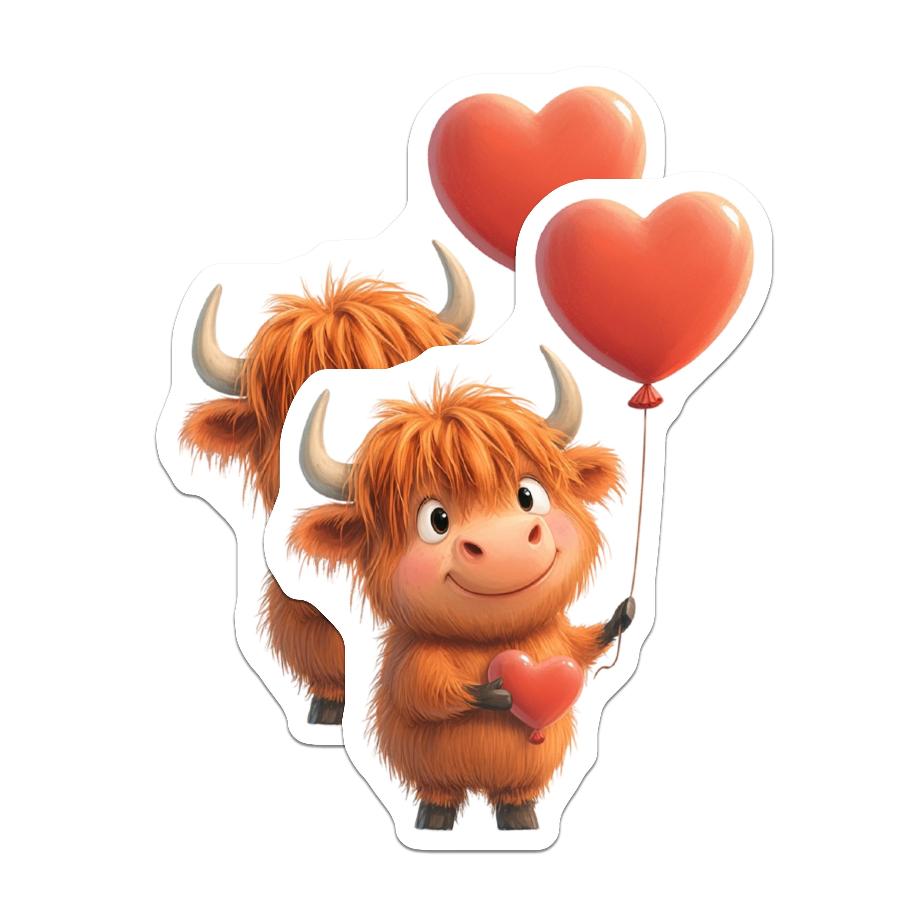 (2 Pack) Cute Highland Cow Magnets - Adorable Fluffy Calf Heart Decor - Valentine's Day Sweet Love Accessory - 5 Inches On Longest Side - Thick Durable Magnet - Made in USA - MAG39097