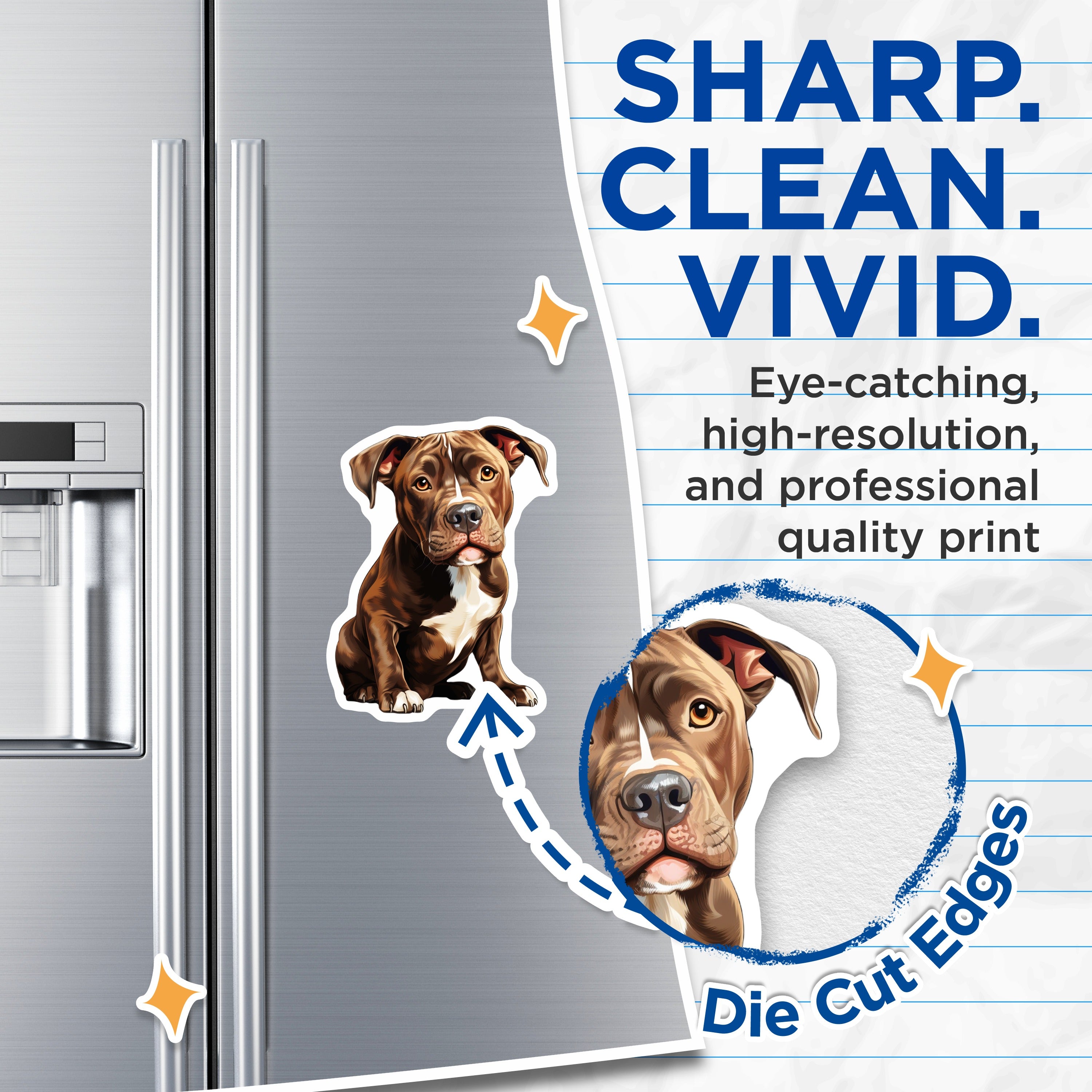 (2 Pack) Pitbull Dog Magnets - Brown Pitbull Art - Loyal Companion Refrigerator Decor - Dog Mom Pet Parent Accessory - 5 Inches On Longest Side - Thick Durable Magnet - Made in USA - MAG37699