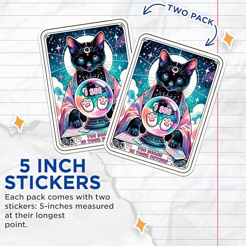 (2 Packs) I See Toe Beans in Your Future Tarot Card Stickers - Magical Mystical Decals - 5 Inches On Longest Side - Premium Vinyl Decal - Sticks to Any Smooth Flat Surface - Made in USA - BMCS2540