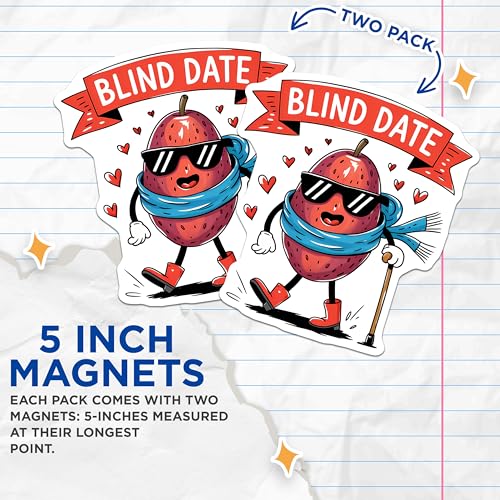(2 Pack) Funny Blind Date Magnets - Humorous Fruit Character - Fun Kitchen Decor - 5" On Longest Side - for Cars, Fridges, Toolboxes - Made in USA - MAG7627