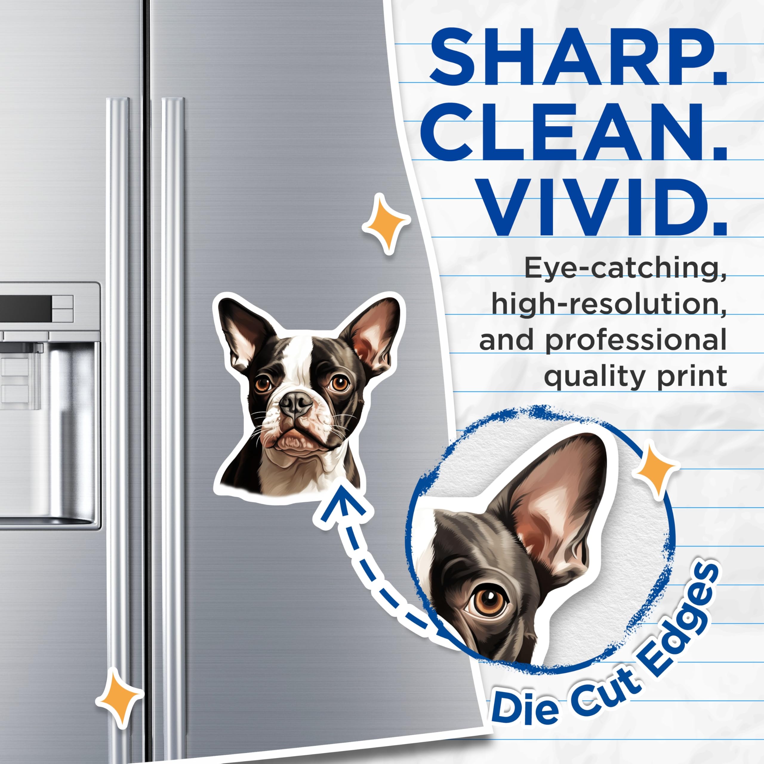 (2 Pack) Boston Terrier Dog Magnets - Dog Breed Lover Decor - Pet Parent Refrigerator Magnets - 5 Inches On Longest Side - Thick Durable Magnet - Made in USA - MAG29048