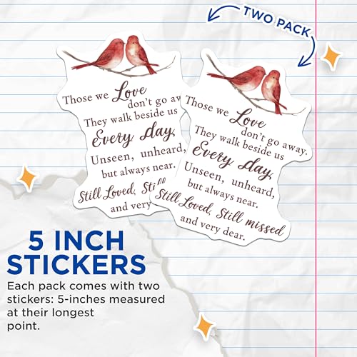 (2 Pack) Inspirational Bird Stickers - Motivational Quote - Red Bird Decals - 5" On Longest Side - Sticks to Smooth Flat Surfaces - Made in USA - BMCS8501