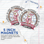 (2 Pack) Coffee in The Morning Magnets - Evening Coffee Time - Cute Owl Design - 5" On Longest Side - for Cars, Fridges, Toolboxes - Made in USA - MAG4369