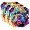 (3 Pack) Bulldog Decals - Colorful Dog - Pet Lover Laptop Decal - 3 Inches On Longest Side - Easy Peel & Apply - Made in USA - 3MCS0676