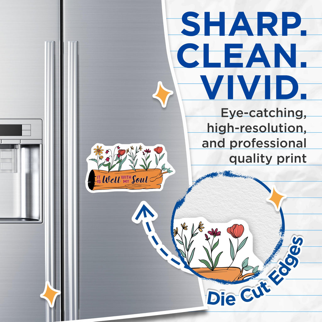 (2 Pack) It is Well with My Soul Magnets - Floral Magnets - Inspirational Fridge Magnets - 5" On Longest Side - Premium Magnet - for Cars, Refrigerators, Toolboxes, Lockers - Made in USA - MAG15436