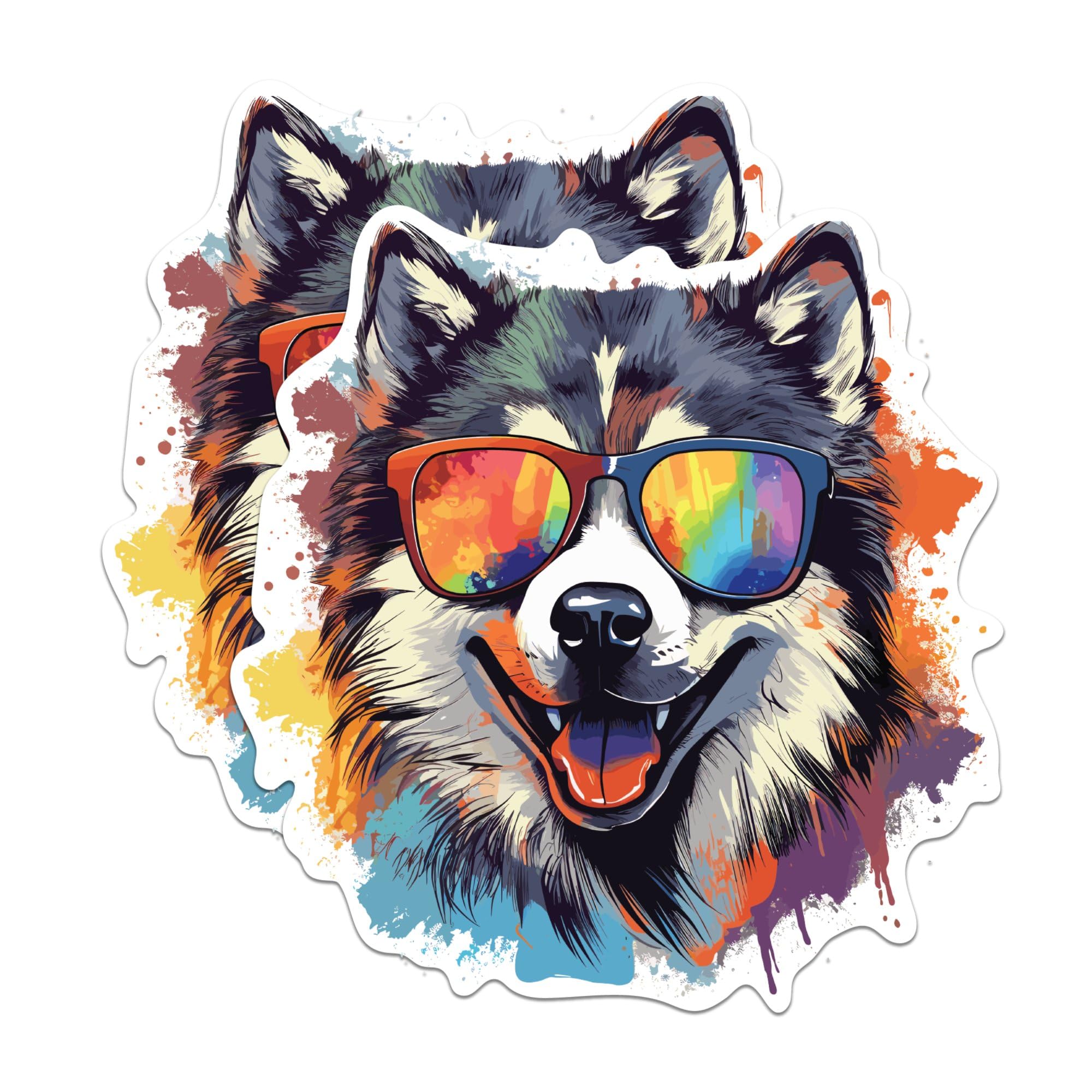 (2 Pack) Alaskan Malamute Dog Magnets - Alaskan Malamute with Sunglasses - Choose FromOver 100 Dog Breeds - 5" On Longest Side - Premium Magnet - Made in USA - MAG0302