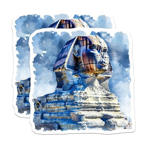 (2 Pack) Sphinx Art Stickers - Historical Landmark Stickers - Unique Travel Stickers - 5" On Longest Side - Sticks to Smooth Flat Surfaces - Made in USA - BMCS5193