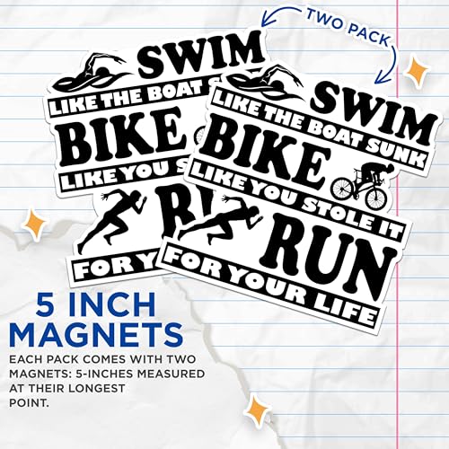 (2 Packs) Swim Like The Boat Sunk Magnets - Funny Fitness Working Out Magnets - 5 Inches On Longest Side - Premium Magnet - for Fridges, Toolboxes, Cars - Made in USA - MAG2473