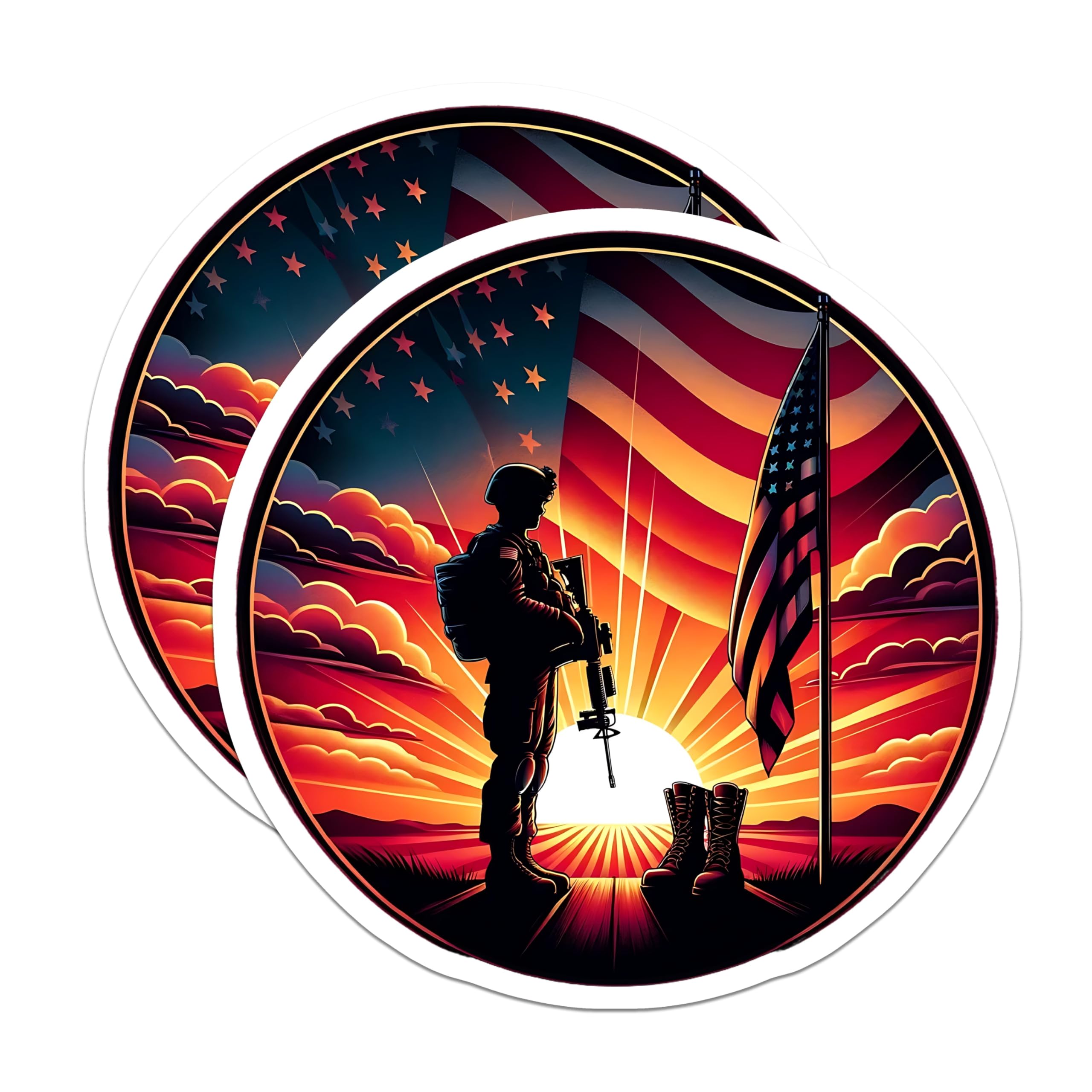 (2 Pack) American Flag Magnet - Soldier Magnet - Patriotic Fridge Magnets - 5" On Longest Side - Premium Magnet - for Cars, Refrigerators, Toolboxes, Lockers - Made in USA - MAG15648